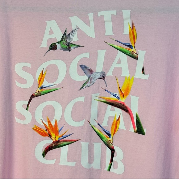 Anti Social Social Club Pair Of Dice Tee Shirt Humming Bird Light Pink Large - Picture 6 of 9